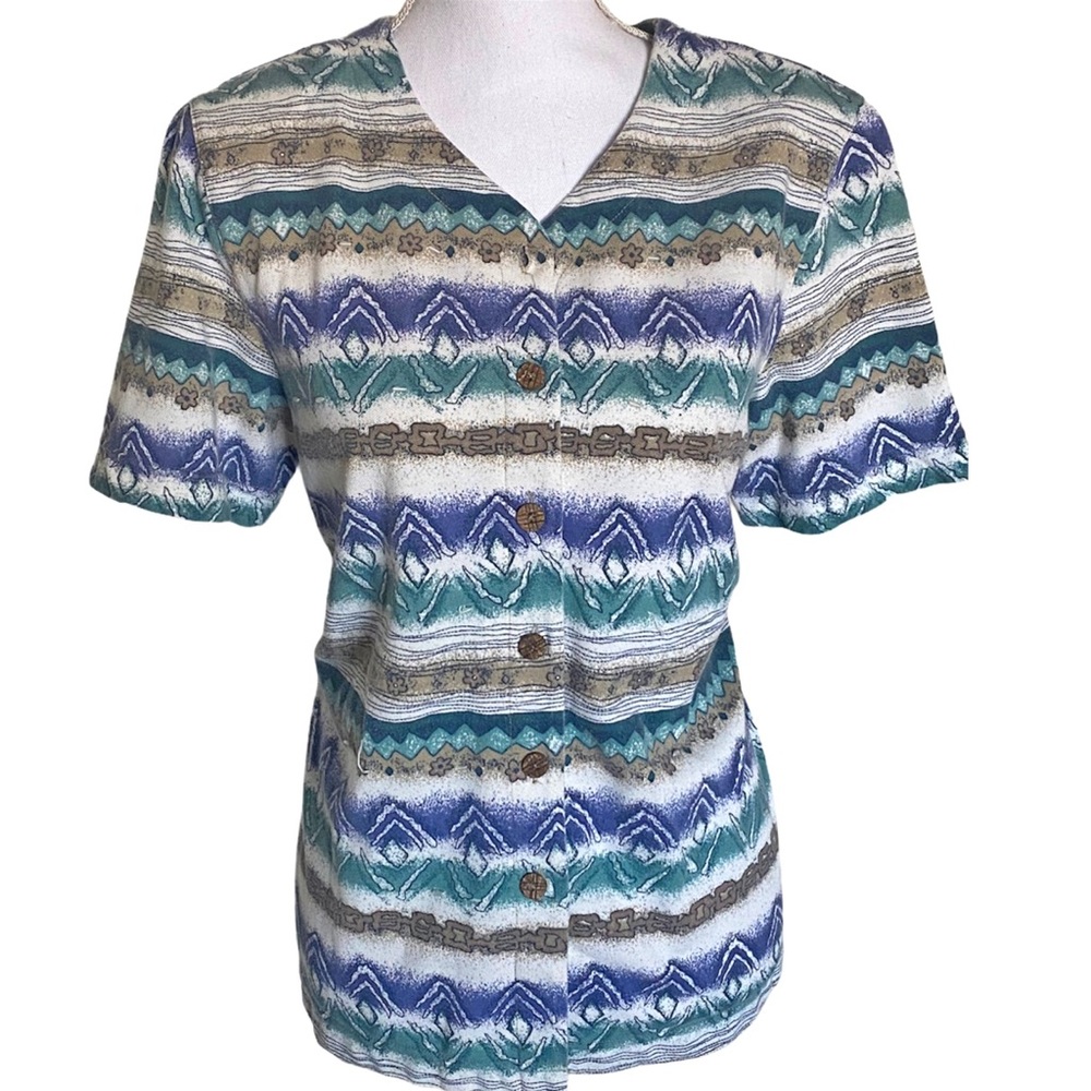 Alfred Dunner | Womens Short sleeve tropical button up Shirt Size S Small